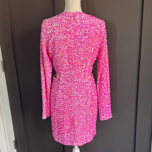 Petal+Pup Kelly Sequin Long Sleeve Cutout Velvet Cocktail Minidress Sz L - Picture 8 of 12